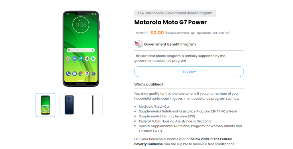 Motorola Moto G7 Power on AirTalk Wireless website
