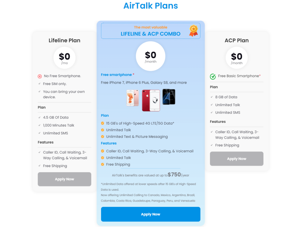 3 plans on AirTalk Wireless